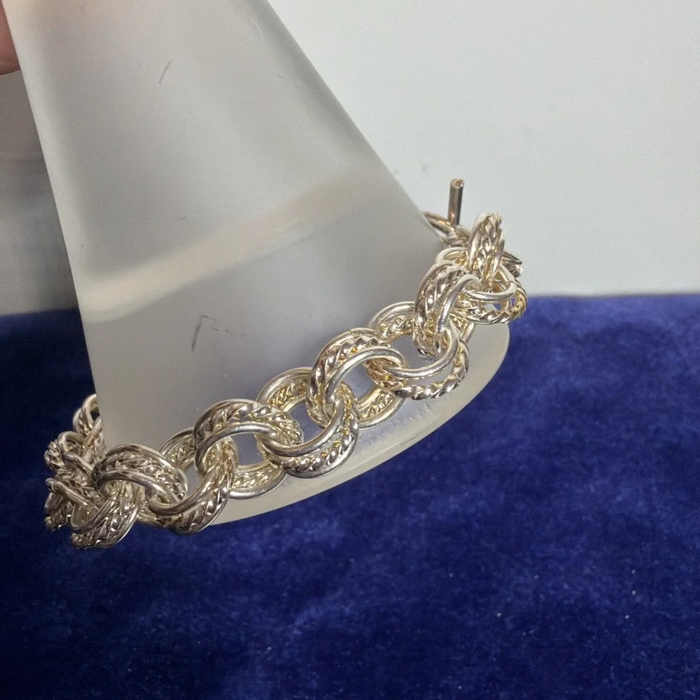 925 Sterling Silver Vintage Multi Chain Link Bracelet